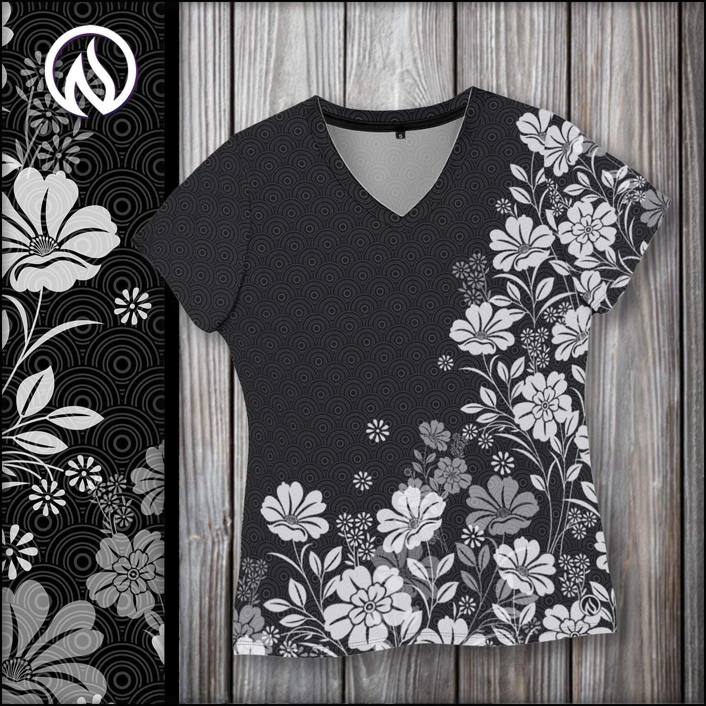 Floral Fade Womens V-Neck T-Shirt