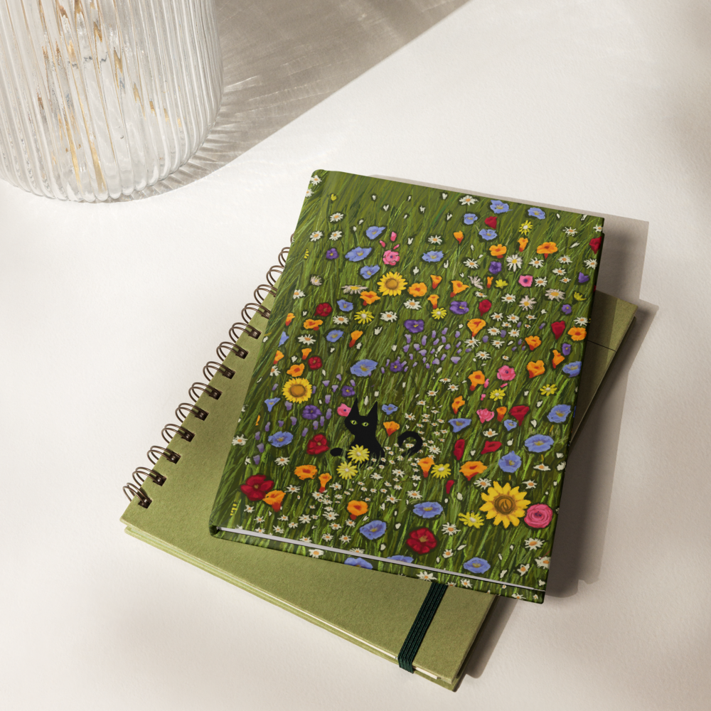 Flower Cat Hardcover Notebook