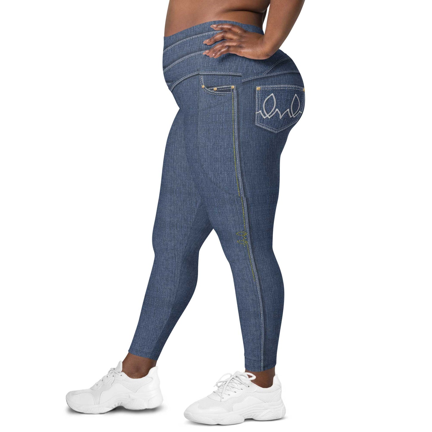 True Blue Denim Tights with Pockets 2XL-6XL
