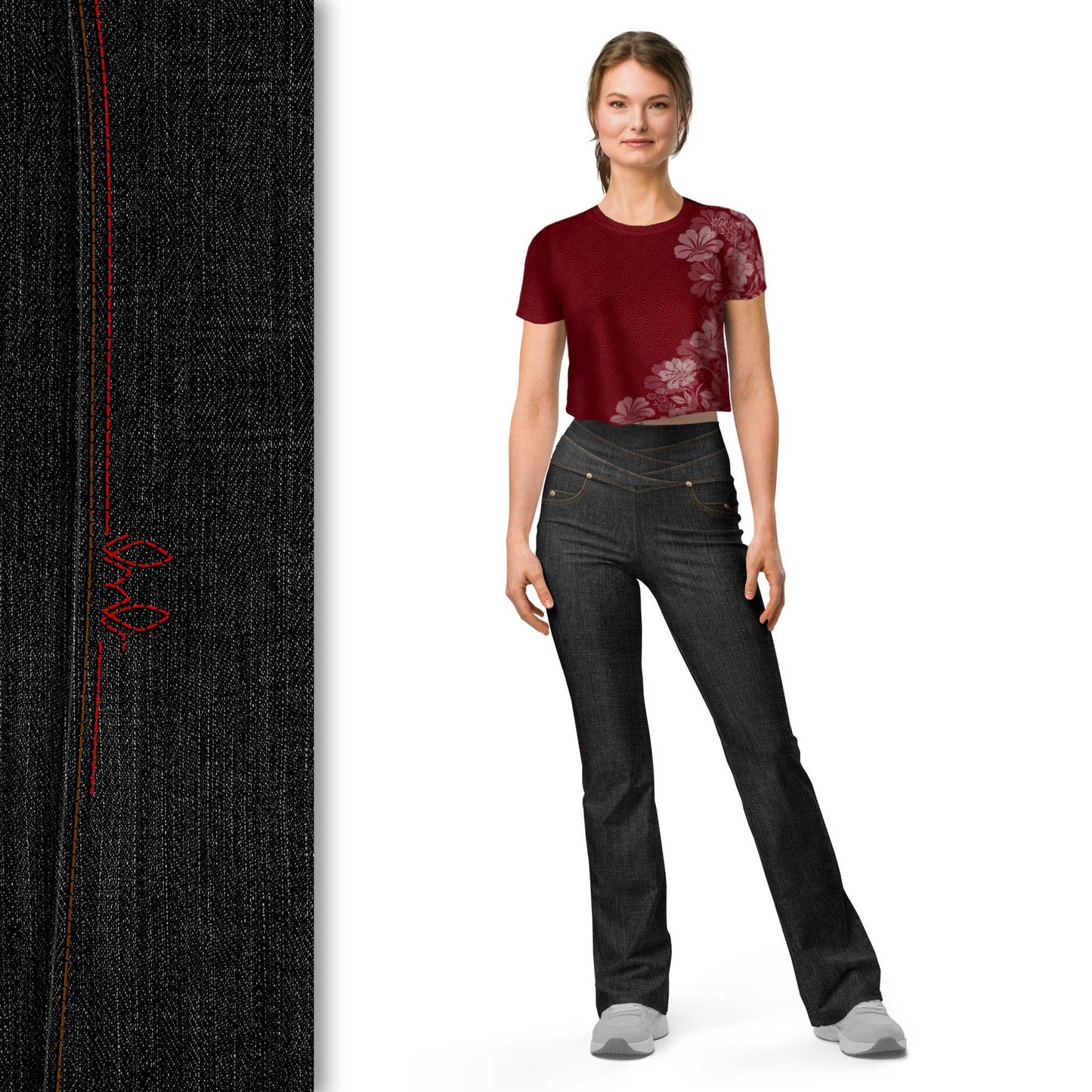 Black Denim Yoga Pants w/ Pocket