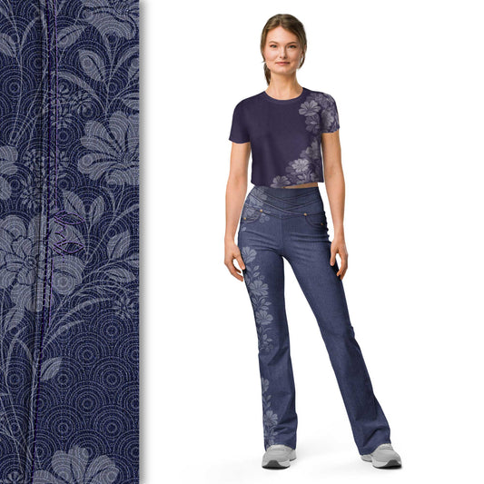 Floral Fade Denim Yoga Pants