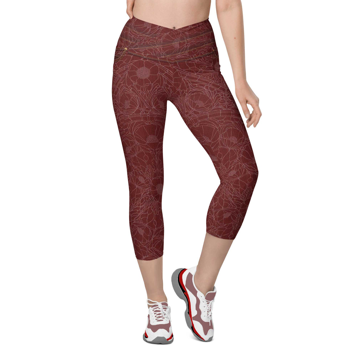 Poppy Red Denim Capris w/ Pockets