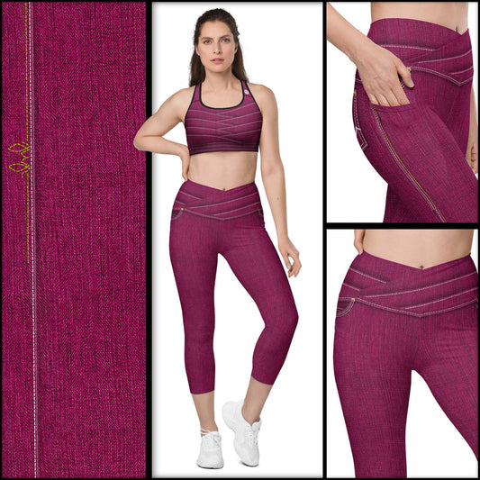 Hot Pink Denim Capris w/Pockets
