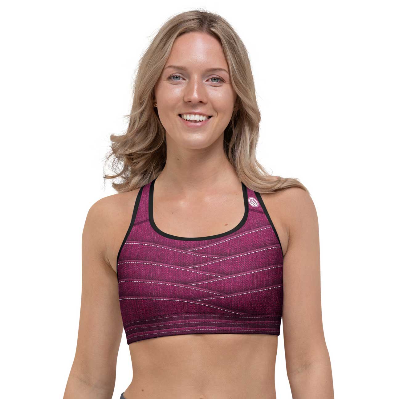 Hot Pink Denim Sports Bra