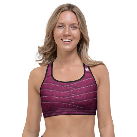 Hot Pink Denim Sports Bra