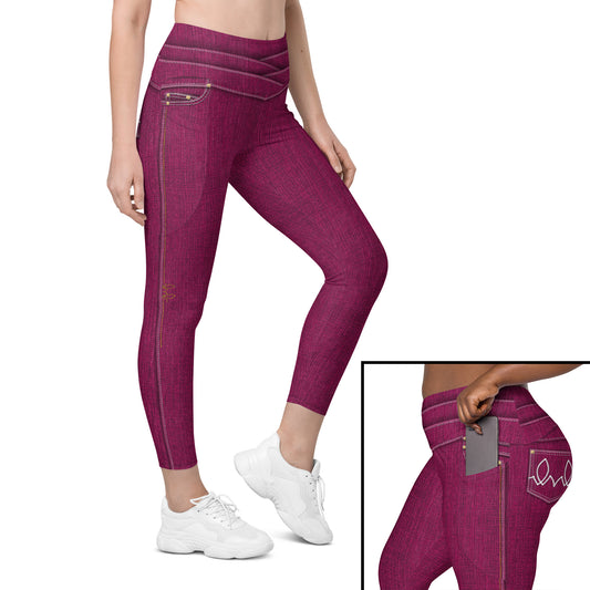 Hot Pink Denim Tights w/Pockets