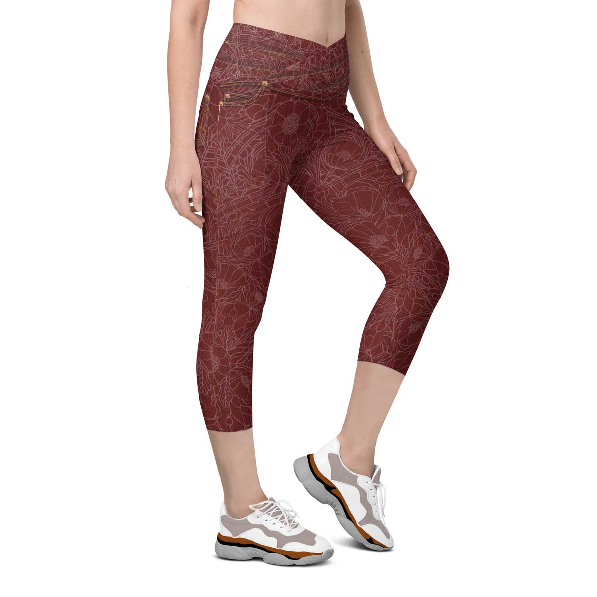 Poppy Red Denim Capris w/ Pockets