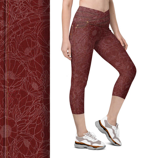 Poppy Red Denim Capris w/ Pockets