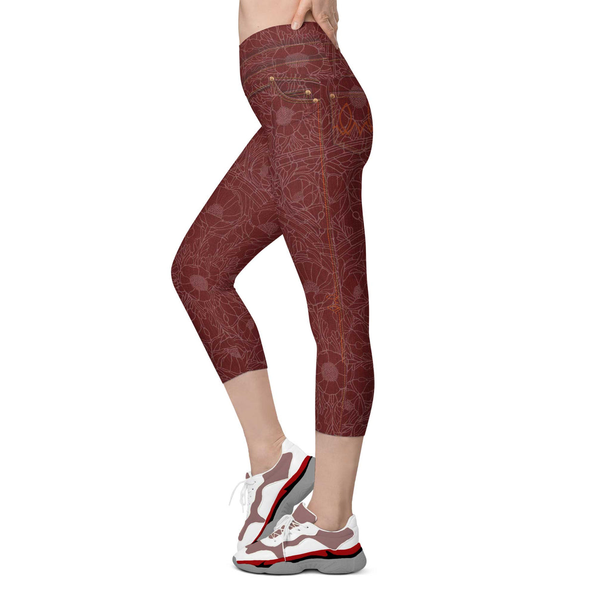 Poppy Red Denim Capris w/ Pockets