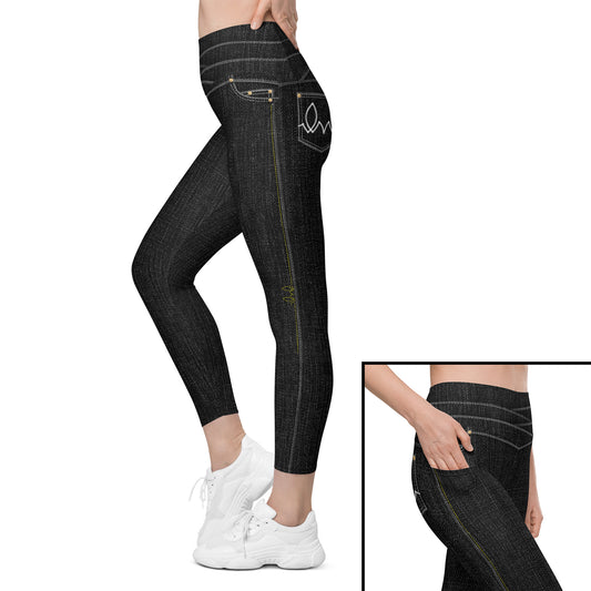 Black Denim Tights with Pockets