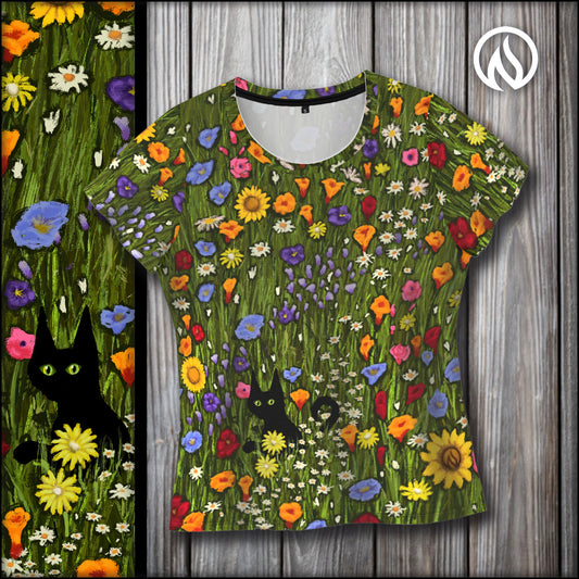 Flower Cat  Scoop Neck