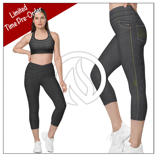 Black Denim Capris w/Pockets