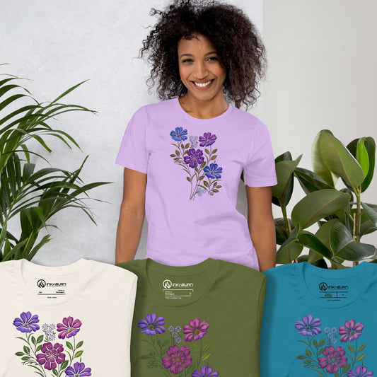Floral Unisex Cotton T-Shirt (4 Colors)