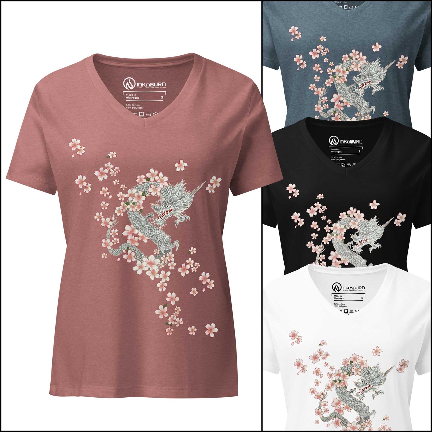 Sakura Dragon V-Neck T-Shirt