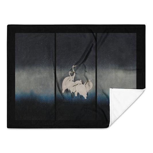 Egrets in Snow Blanket 40x30 Blanket