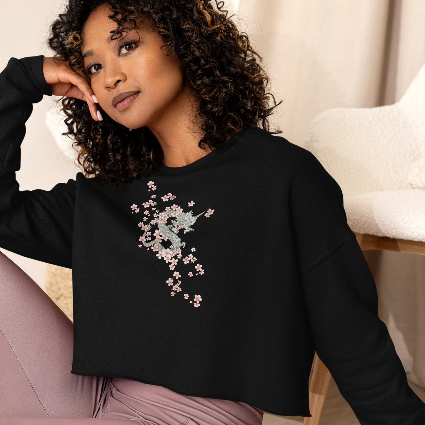 Sakura Dragon Crop Sweatshirt (3 Colors)